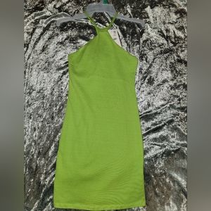 Zara Mini Dress New Womans Green Spaghetti Straps Pullover Size M